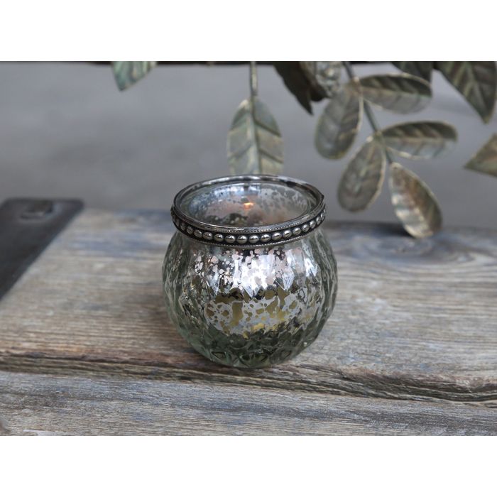 Teelichthalter m. Perlenkante