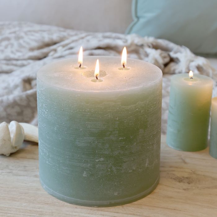 Macon Stumpenkerze rustikale mit 3 Dochten 80 Std.