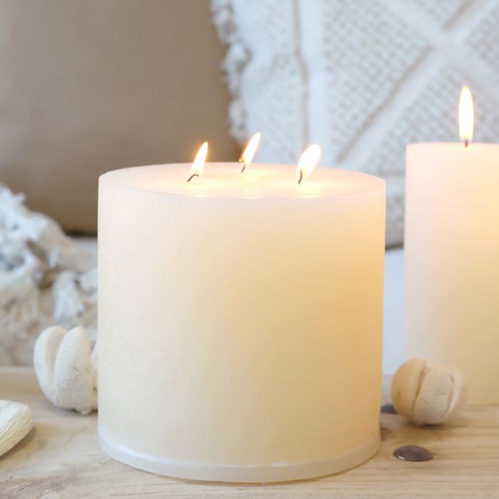 Macon Stumpenkerze rustikale mit 3 Dochten 80 Std.