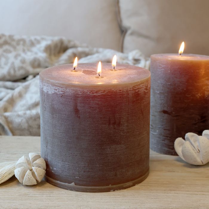 Macon Stumpenkerze rustikale mit 3 Dochten 80 Std.