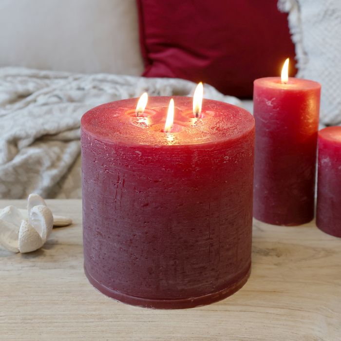 Macon Stumpenkerze rustikale mit 3 Dochten 80 Std.