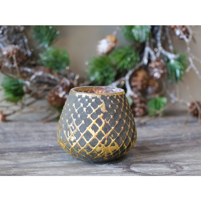 Fyrfadsstage m. guld mønster