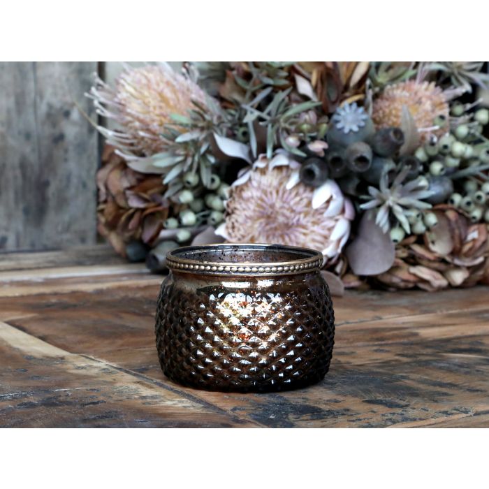 Tealight holder w. pearl edge