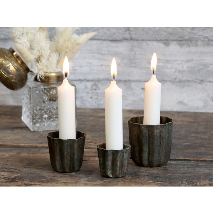 Candlesticks w. grooves set of 3