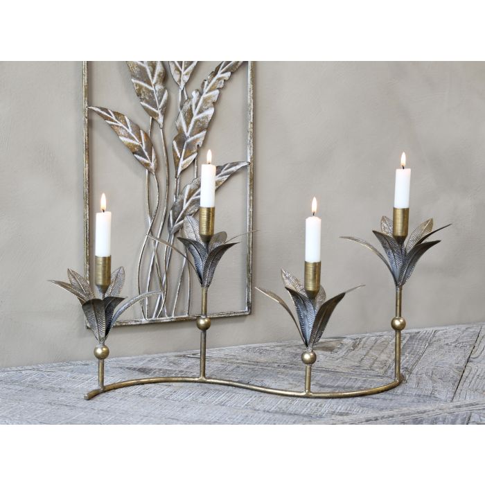 Candlestick 4 armed w. leaf decor