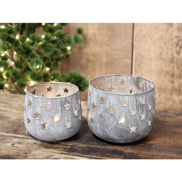 Fyrfadsstage m. stjerner sæt af 2