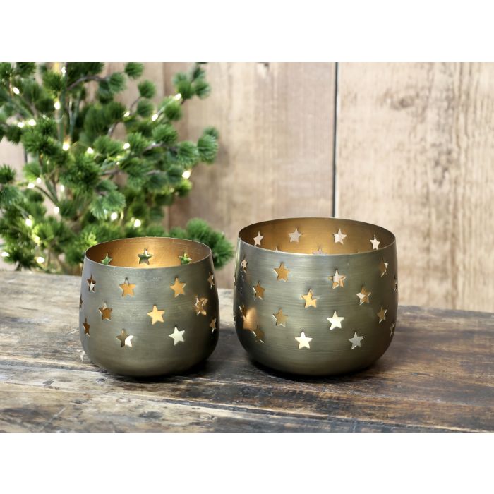 Fyrfadsstage m. stjerner sæt af 2