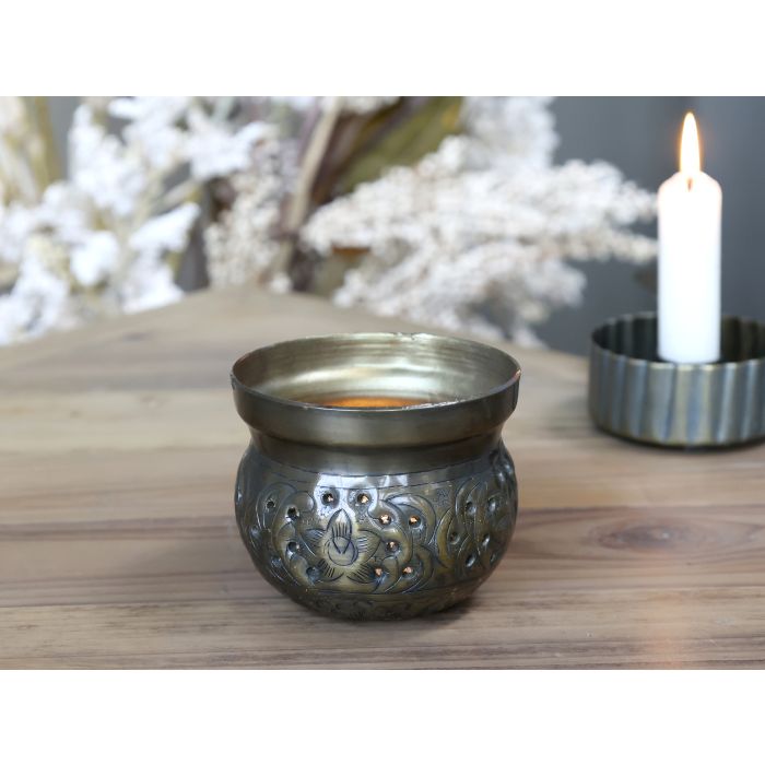 Fyrfadsstage m. hulmønster