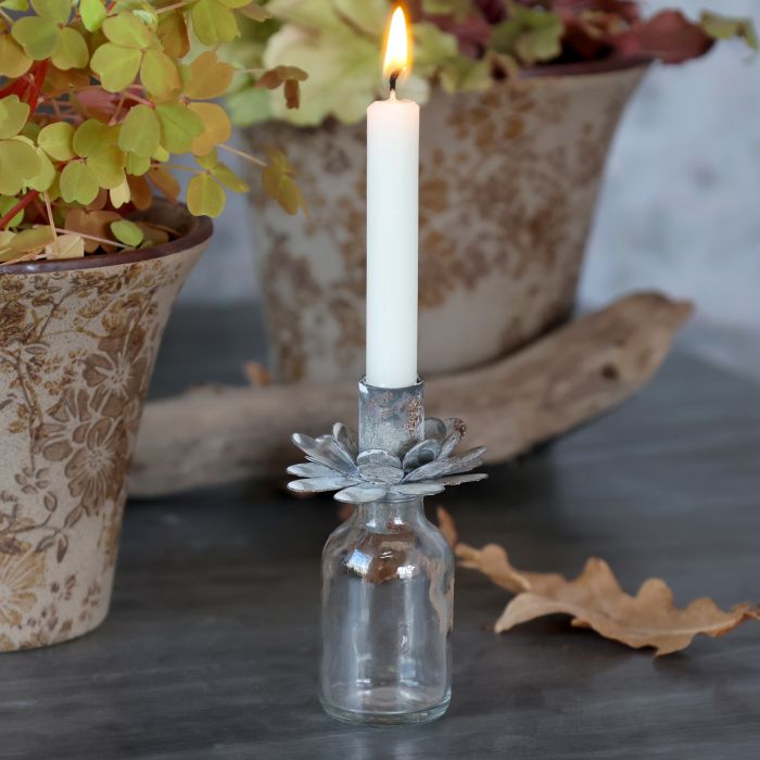 Bouteille avec support bougie pour bougie taper