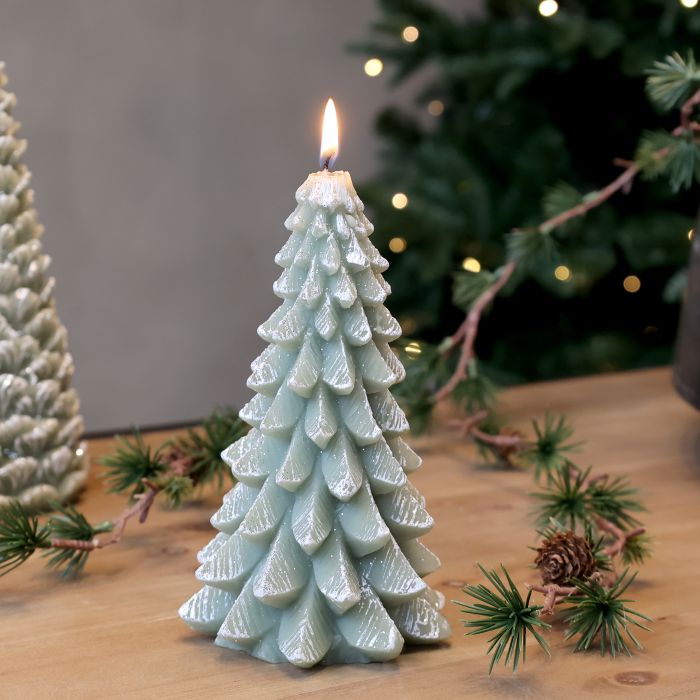 Stearinlys juletræ m. glitter