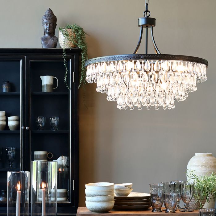 Versailles Lysekrone m. dråbeformede glasprismer