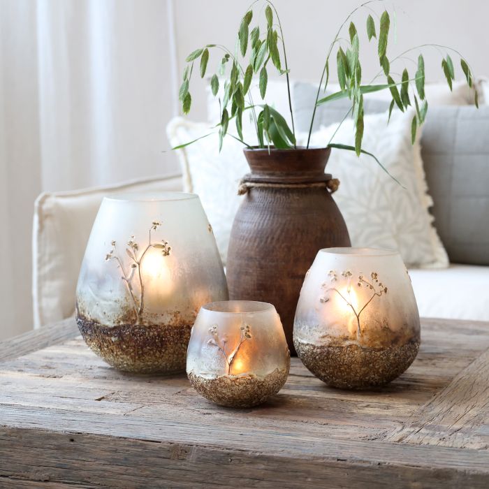 Hurricane m. dekor af tørrede blomster