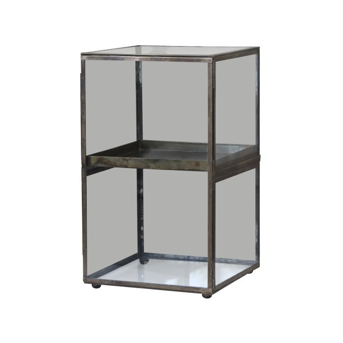 Display i glas m. udtagelig bakke