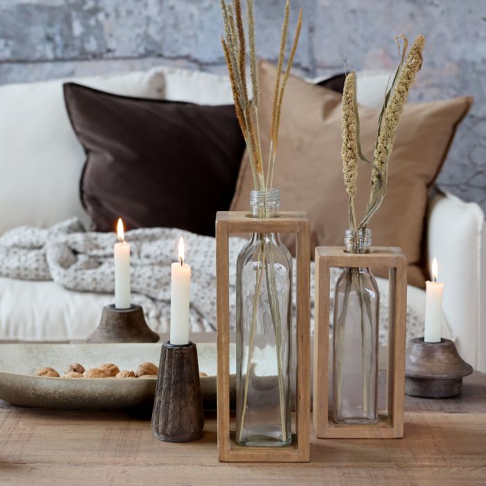 Bouteille avec support en bois